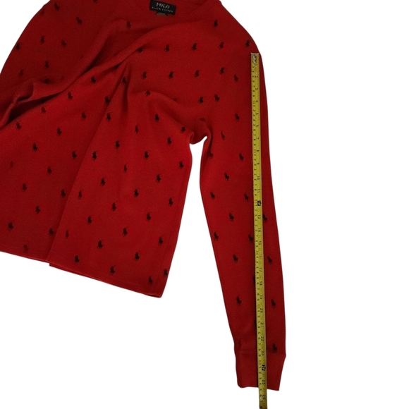 POLO RALPH LAUREN Red Thermal Knit Sleepwear Top Medium - Picture 5 of 11